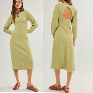NWOT Free People Dress XS/S Gabby Seamless Midi TEXTURED KNIT